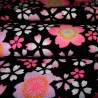 Carré de tissu japonais 52 x 52 noir - Sakura. Emballage cadeaux en tissu.