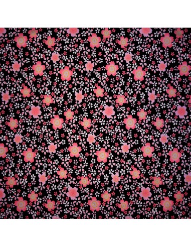 Carré de tissu japonais 52 x 52 noir - Sakura. Emballage cadeaux en tissu.