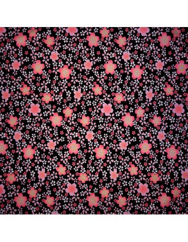 Carré de tissu japonais 52 x 52 noir - Sakura. Emballage cadeaux en tissu.