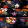 Japanese cloth 52x52 charcoal grey - Floral prints. Reusable gift wrapping fabric.