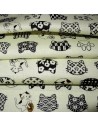 Japanese cloth 52x52 off ivory - Neko-mon prints. Reusable gift wrapping fabric.