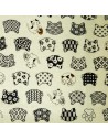 Japanese cloth 52x52 off ivory - Neko-mon prints. Reusable gift wrapping fabric.