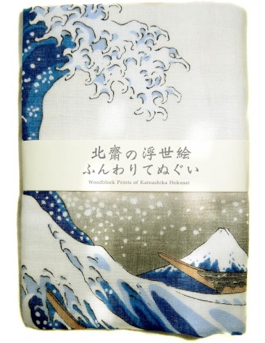 Serviette en gaze 89x32 - Grande vague d'Hokusai. Tissus japonais