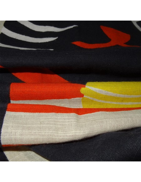 Noren gris beige - Maneki Neko noirs. Rideaux japonais de séparation. Noren gris beige - Maneki Neko noirs. Rideaux japonais de séparation.