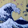 Tenugui Godzilla - Grande vague d'Hokusaï. Tissus japonais