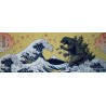 Tenugui Godzilla - Grande vague d'Hokusaï. Tissus japonais