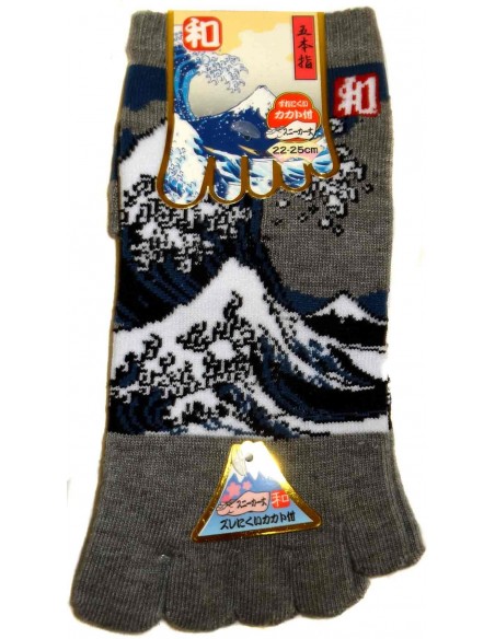 Chaussettes 5 orteils - Du 35 au 39 - Grande vague d'Hokusaï. Chaussettes japonaises à orteils séparées. Chaussettes 5 orteils - Du 35 au 39 - Grande vague d'Hokusaï. Chaussettes japonaises à orteils séparées.