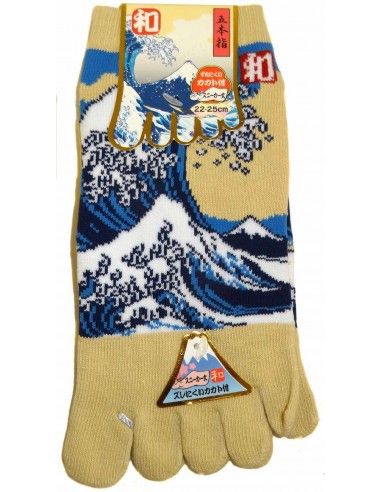 5-toes socks - Size 35 to 39 - Hokusaï's Great Wave. Japanese split toes socks