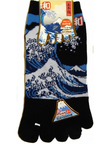 5-toes socks - Size 35 to 39 - Hokusaï's Great Wave. Japanese split toes socks