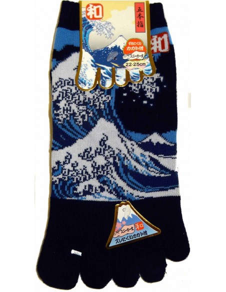 Chaussettes 5 orteils - Du 35 au 39 - Grande vague d'Hokusaï. Chaussettes japonaises à orteils séparées. Chaussettes 5 orteils - Du 35 au 39 - Grande vague d'Hokusaï. Chaussettes japonaises à orteils séparées.