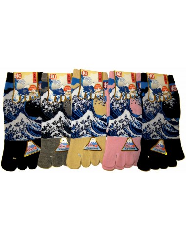 5-toes socks - Size 35 to 39 - Hokusaï's Great Wave. Japanese split toes socks