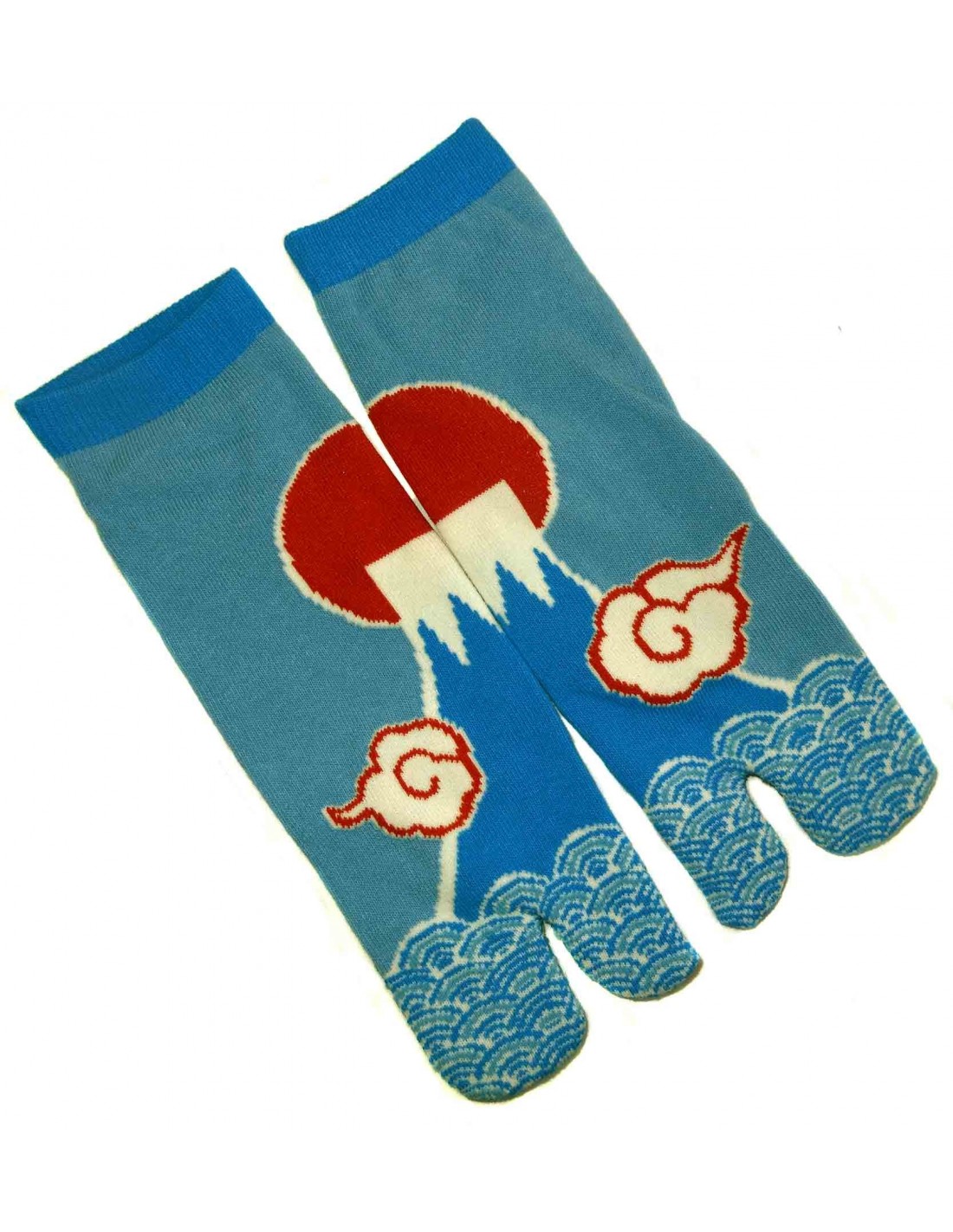 Sneaker type Tabi socks featuring Mount Fuji