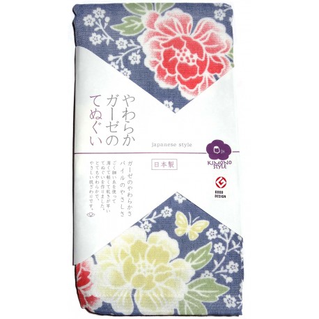 Serviette en gaze 90x34 cm - Motifs floraux. Tissus et textiles japonais