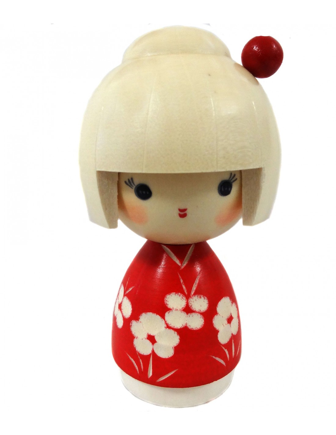 Poupée Japonaise Kokeshi Avec Des Cheveux Courts Et Un Kimono