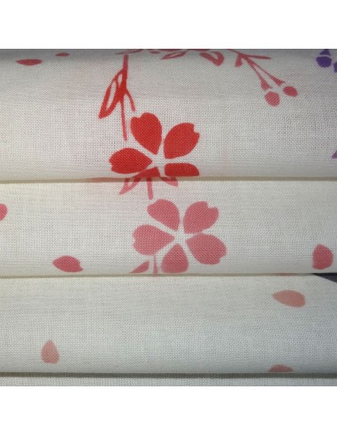 Tenugui réversible - Rencontre sous les cerisiers. Tissus et textiles japonais.