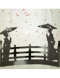 Tenugui - reversible - Encounter under the cherry trees. Japanese textile and cloths. 2