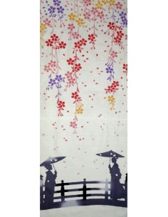 Tenugui - reversible - Encounter under the cherry trees. Japanese textile and cloths.
