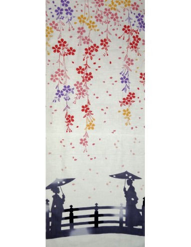 Tenugui - reversible - Encounter under the cherry trees. Japanese textile and cloths.