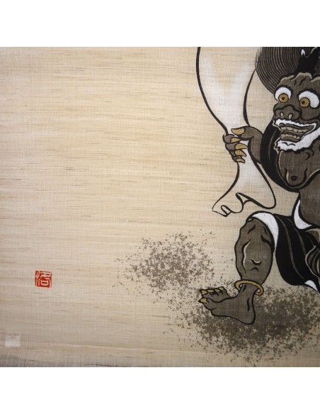 Hanging tapestry - Fûjin and Raijin Gods - 60x120. Japanese wall decoration Kakejiku Kakemono. Hanging tapestry - Fûjin and Raijin Gods - 60x120. Japanese wall decoration Kakejiku Kakemono.