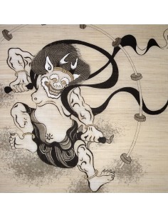 Hanging tapestry - Fûjin and Raijin Gods - 60x120. Japanese wall decoration Kakejiku Kakemono. 2