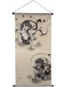 Hanging tapestry - Fûjin and Raijin Gods - 60x120. Japanese wall decoration Kakejiku Kakemono.