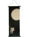 Hanging tapestry - Moonlight Rabbit - 45x130. Japanese wall decoration.