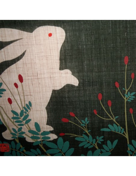 Hanging tapestry - Moonlight Rabbit - 45x130. Japanese wall decoration.