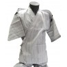 Jinbei Tunique vêtement japonaise d'été - blanc - Taille L - Coton et Lin