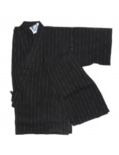 Jinbei Japanese summer tunic garment black - M size - Cotton and Linen 2