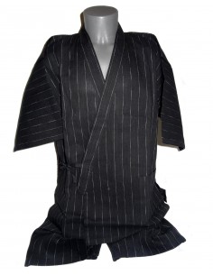 Jinbei Tunique vêtement japonaise d'été - noir - Taille M - Coton et Lin