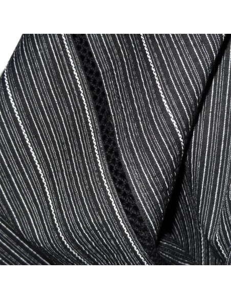 Jinbei Tunique vêtement japonaise d'été - noir - Taille M - Coton et Lin Jinbei Tunique vêtement japonaise d'été - noir - Taille M - Coton et Lin