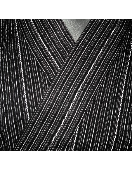 Jinbei Tunique vêtement japonaise d'été - noir - Taille M - Coton et Lin Jinbei Tunique vêtement japonaise d'été - noir - Taille M - Coton et Lin