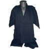 Jinbei Japanese summer tunic garment navy -L L size - Cotton and Linen