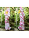 Yukata femme - Set 345 - Tissage Kôbai. kimono japonais d'été en coton