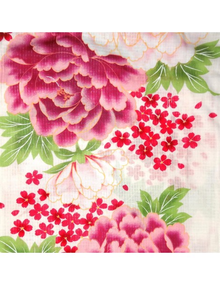 Yukata femme - Set 345 - Tissage Kôbai. kimono japonais d'été en coton