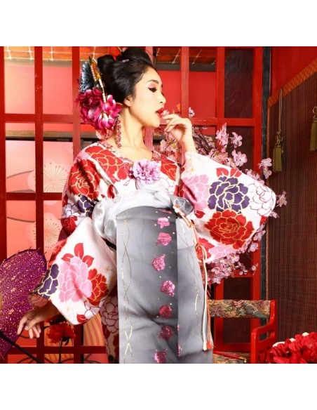 Women's Yukata - Set 345 - 348 - Kôbai technique. Japanese summer kimono. Women's Yukata - Set 345 - 348 - Kôbai technique. Japanese summer kimono.