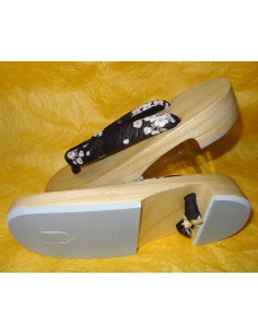 Geta 24 cm – Bride noire imprimés Sakura. Sandales japonaises yukata 2