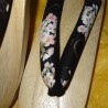 Geta 24 cm - Black bridle with Sakura prints. Japanese flip flop for Yukata
