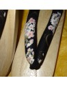 Geta 24 cm - Black bridle with Sakura prints. Japanese flip flop for Yukata