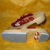 Geta 24 cm – Bride rouge imprimés Sakura. Sandales japonaises yukata
