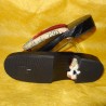 Geta 24 cm – Bride crème imprimés floraux. Sandales japonaises yukata