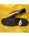 Geta 24 cm - Cream bridle with floral prints. Japanese flip flop for Yukata