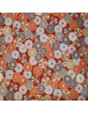 Carré de tissu 52 x 52 rouge orangé - Chrysanthèmes. Tissus japonais furoshiki.