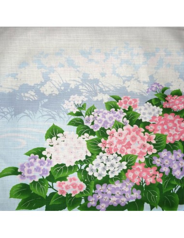 Furoshiki tissu japonaise 50x50 - Ajisai hortensias. Emballage cadeaux réutilisable en tissu