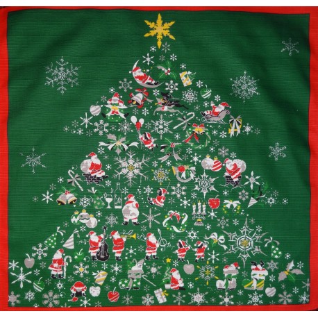 Furoshiki tissu japonaise 50x50 - Sapin de Noël. Emballage cadeaux réutilisable en tissu