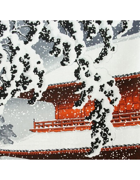 Noren en polyester - Scène hivernale. Rideaux japonais de séparation. Noren en polyester - Scène hivernale. Rideaux japonais de séparation.