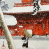 Noren en polyester - Scène hivernale. Rideaux japonais de séparation.
