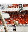 Polyester Noren - Winter scenery. Japanese divider curtains.