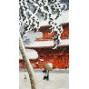 Polyester Noren - Winter scenery. Japanese divider curtains.