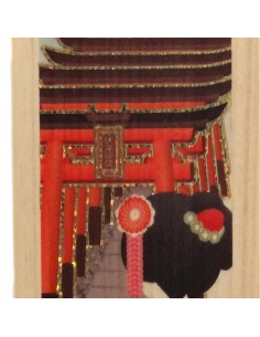 Hinoki Wooden Bookmark - Geisha at the Fushimi Inari 2